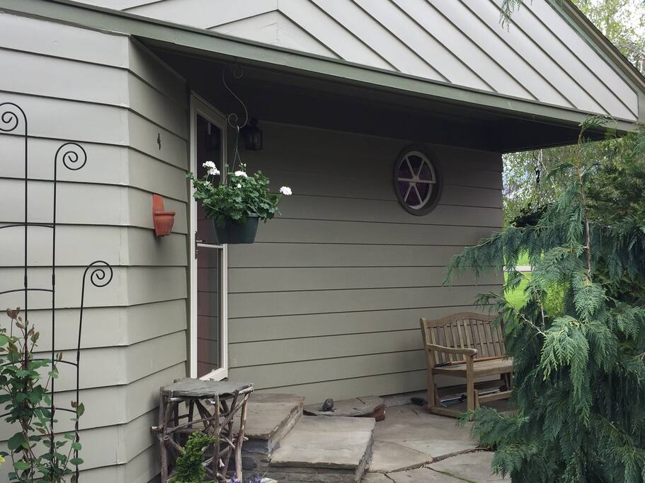 Side view of the front door