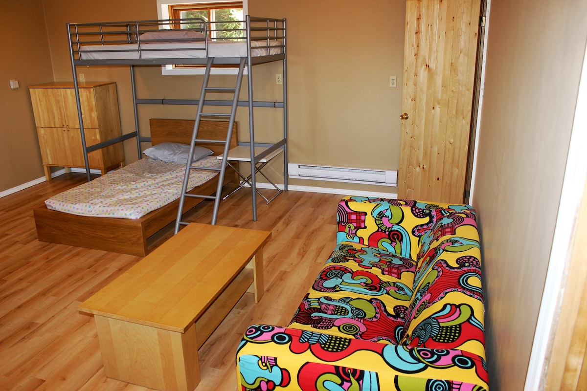 غرفة ترفيه/ غرفة نوم مع أسرّة