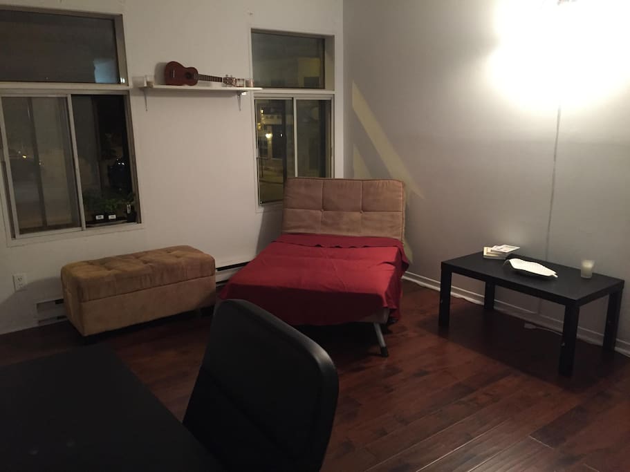 Salon, possibilité de rajouter le futon dans la chambre si une troisième personne est présente.