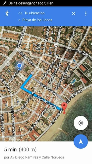 5 minutes 400 meters to the beach