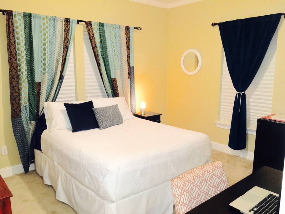 Private bedroom for two in your own part of the house. Lots of closet space and your own mini fridge with complementary refreshments.