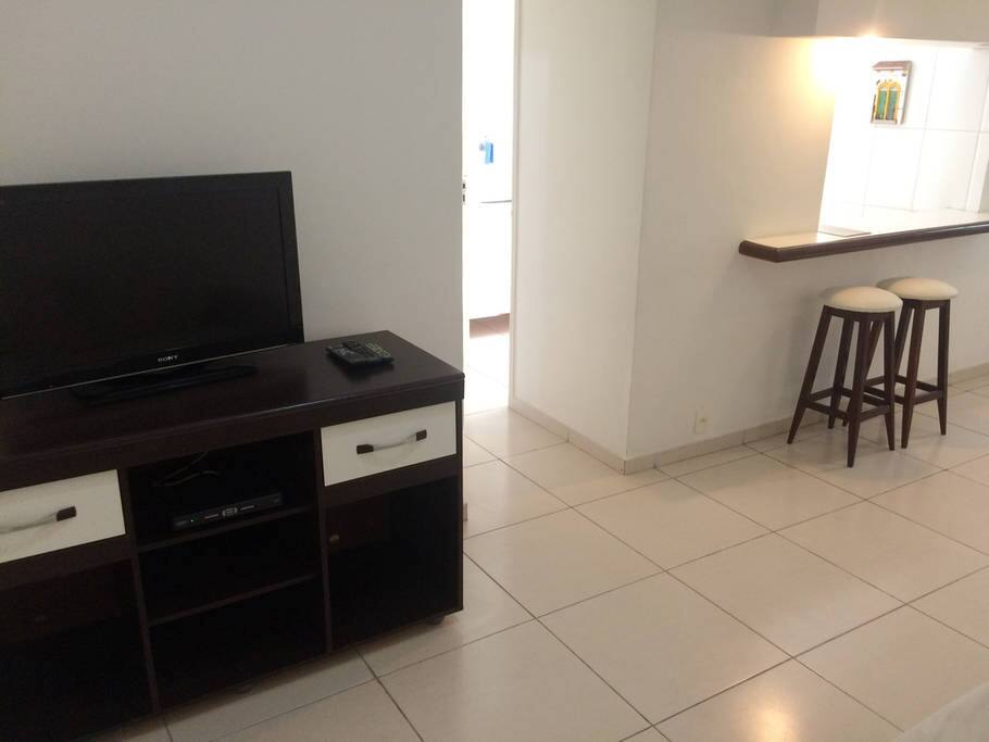 TV Lcd e sofá-cama
