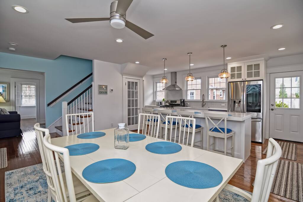 By The Sea-Dining room table with seating for six.