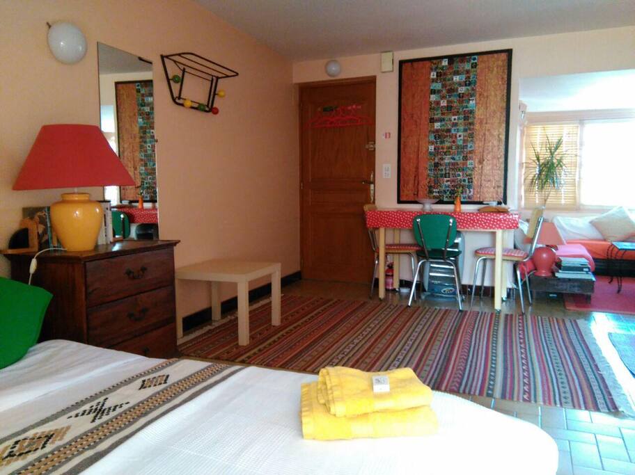 bed and table