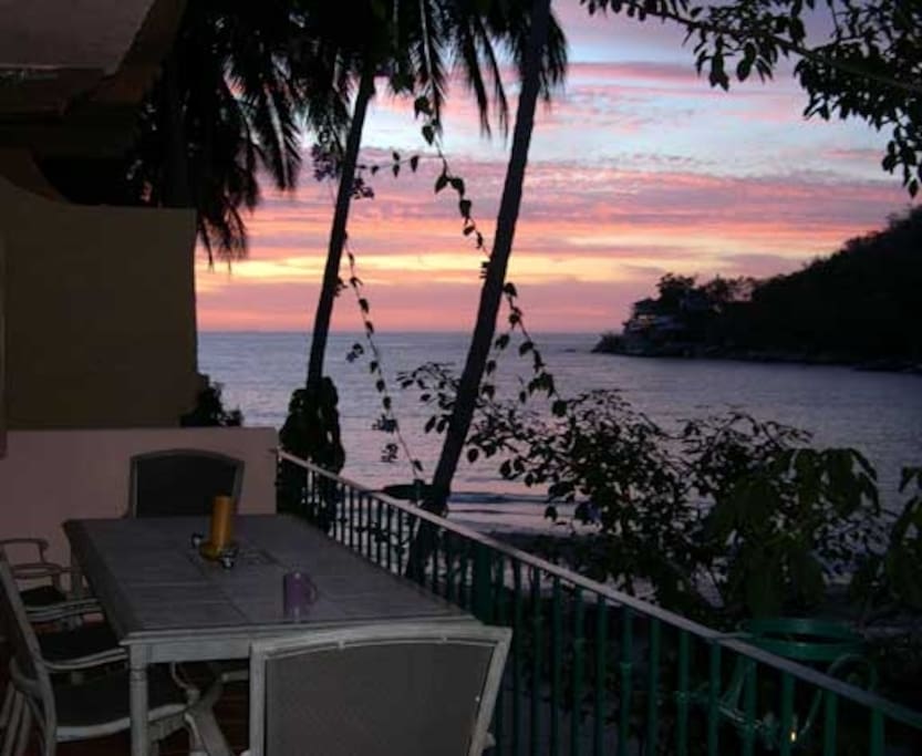 View from dining patio at sunset