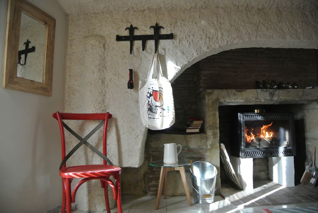 Woodstove for warmth and a romantic ambience.