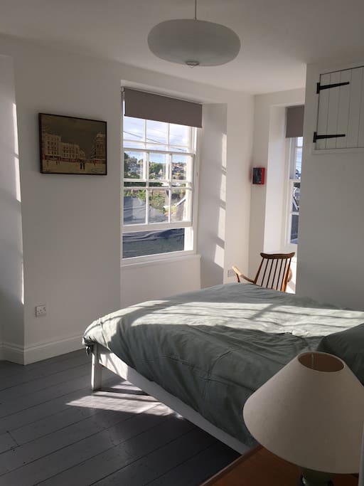 Bedroom 1 with Double Bed and sea views from the window seat