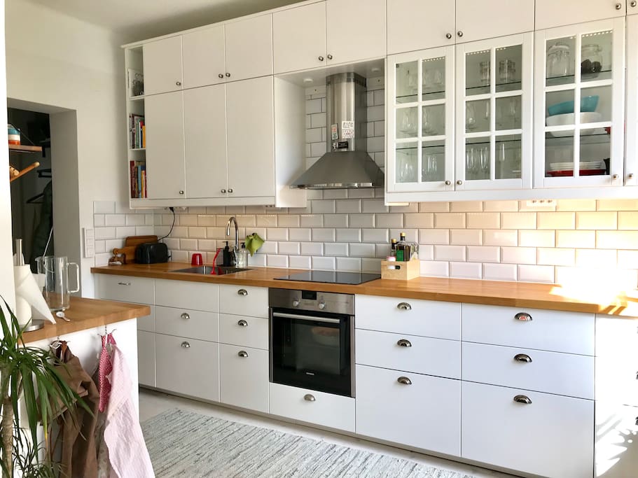 Spacious kitchen with dishwasher and all other supplies you might need for cooking.