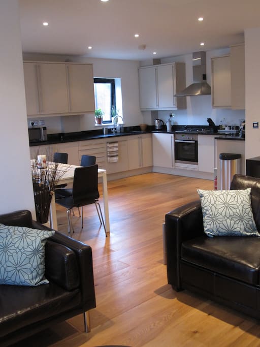 Large open plan lounge, kitchen and dining room