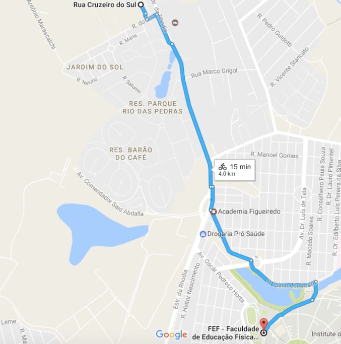 15 min de bicicleta até a UNICAMP!