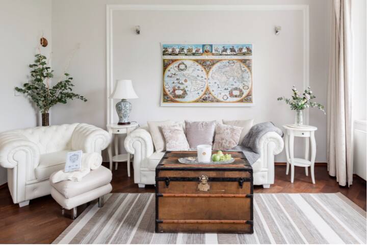 Old Town Square Apt with Fireplace