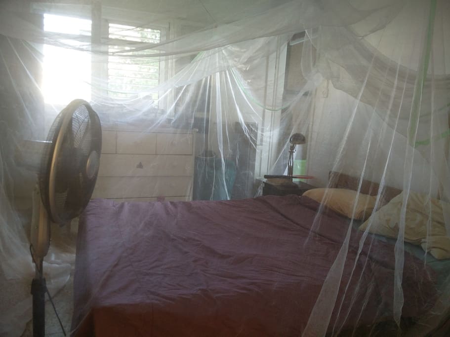 Double bed with mosquito net