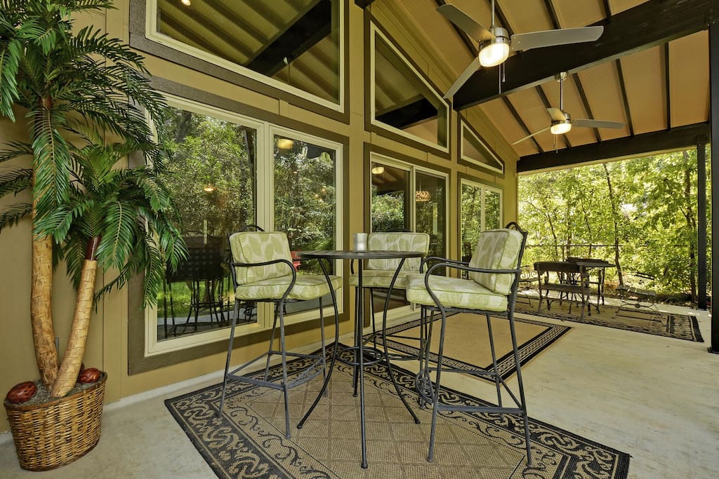 Covered patio table and seating for 3.