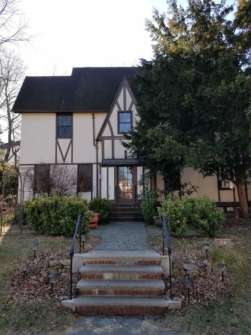 Windows at upper left are room and bath