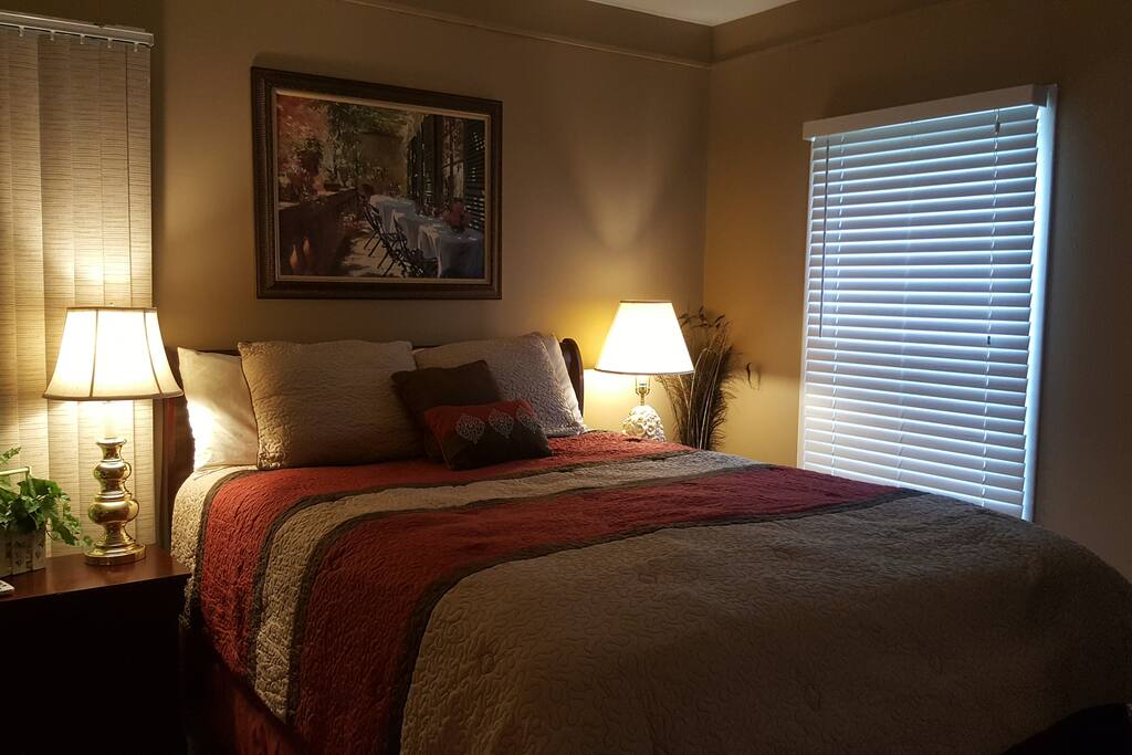 Queen size bed with a pillow top mattress