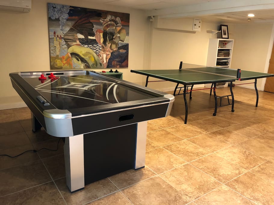 Full size air hockey table and ping pong