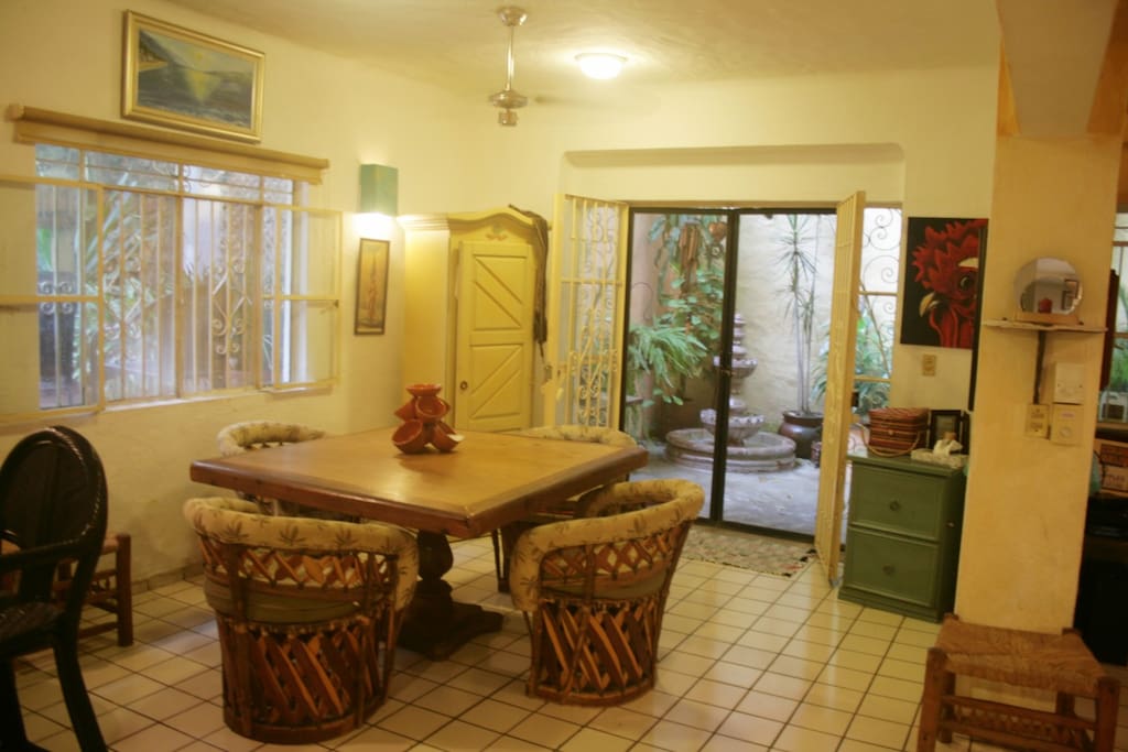 Dining area with view of outside patio garden