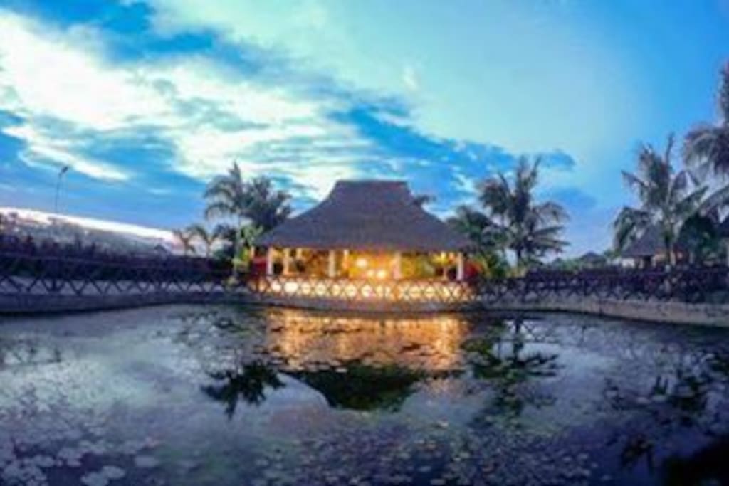 The fishing hut at night