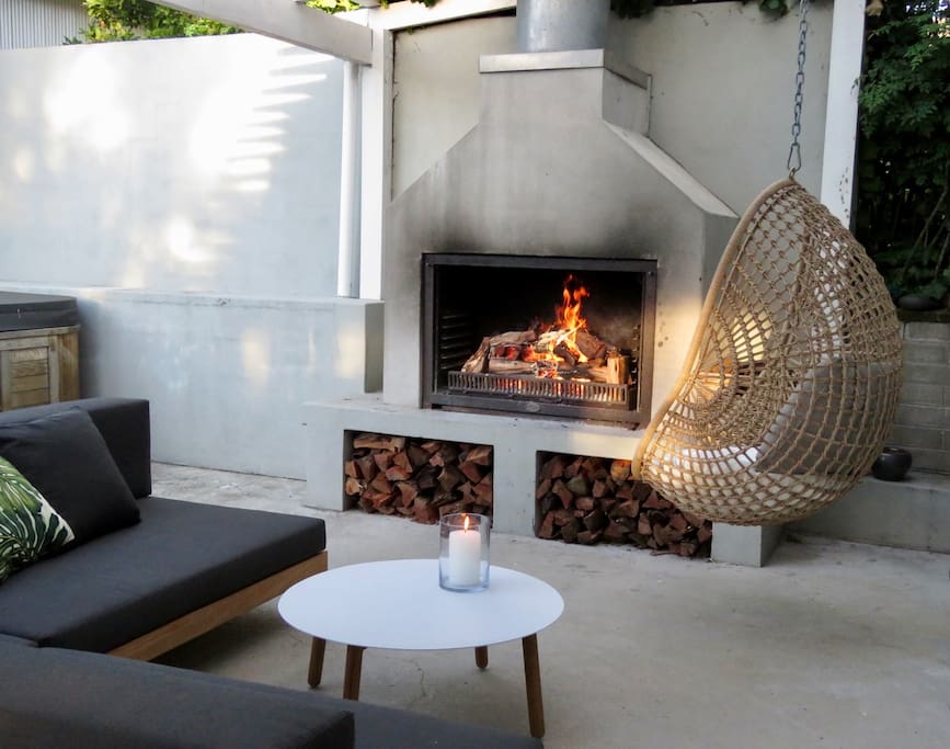 Relax by a roaring evening fire