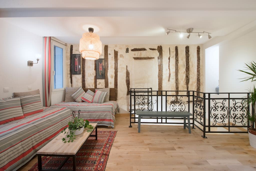 The living room with 2 simple beds
