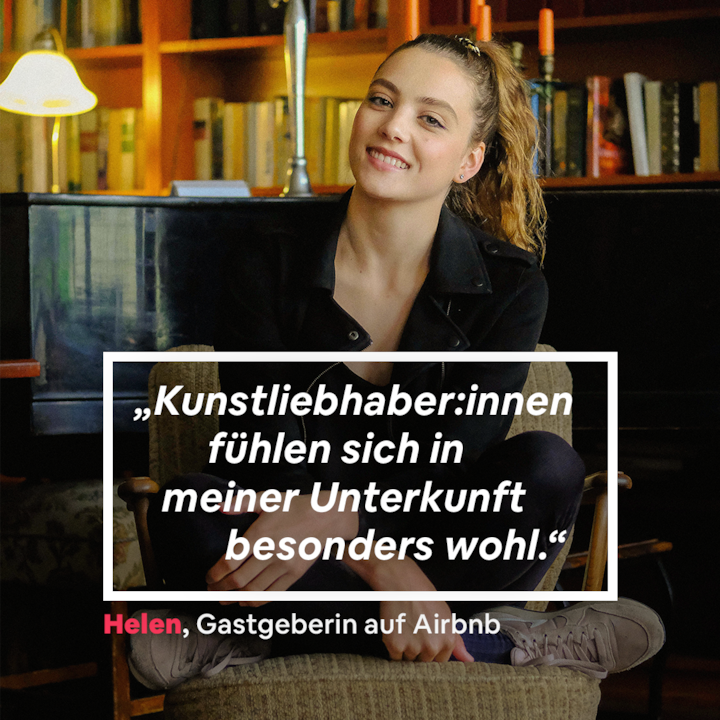 woman sitting on chair with text over the image