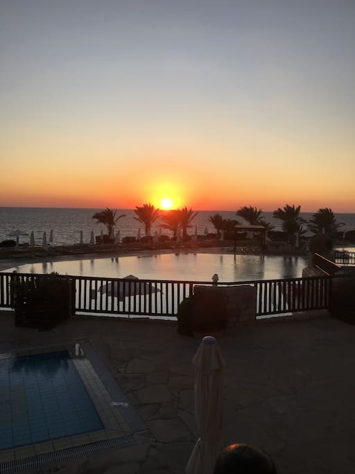 Sunset from Akteon hotel next to villa