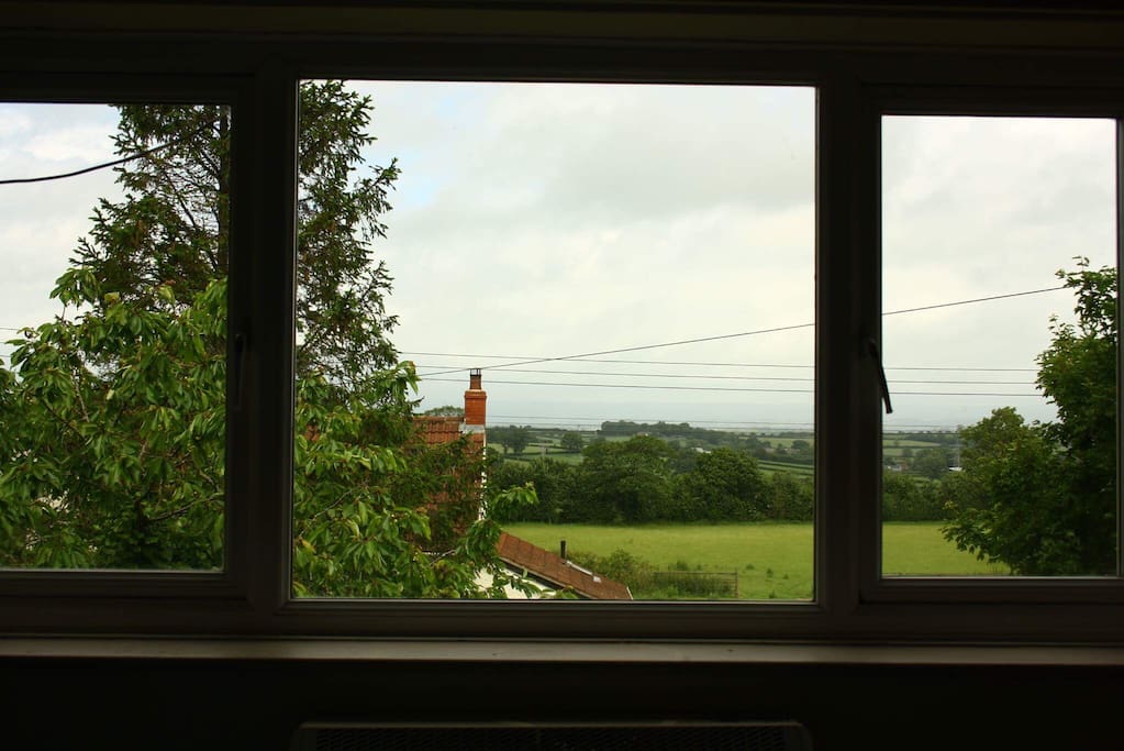 The view from the guest bedroom. You are looking towards Glastonbury and the Mendip Hills. Glastonbury is 4.5 miles away.