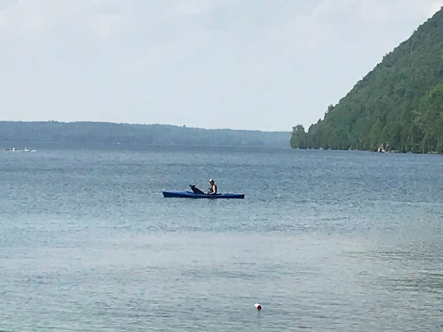 Easy launch of kayak from dock across the road.