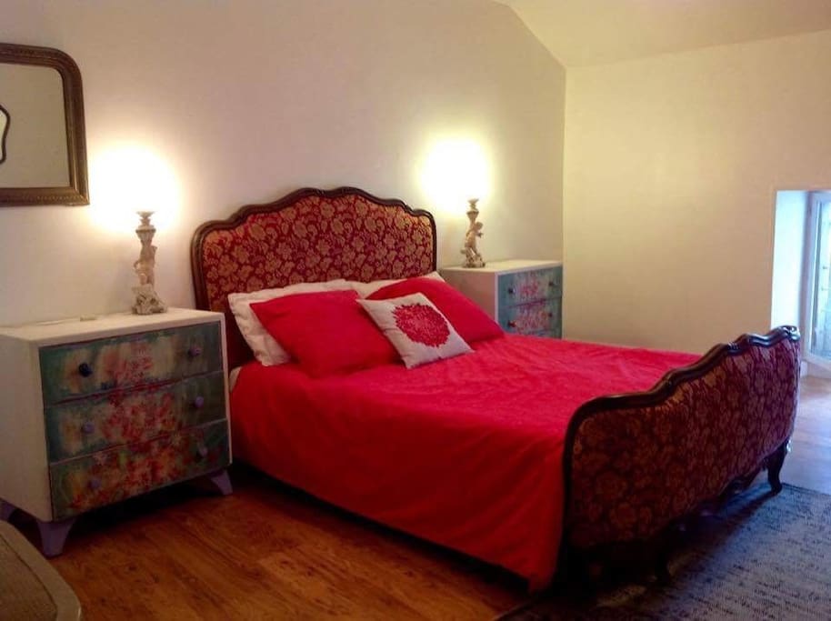 Second bedroom with lovely view over Courtyard and pool