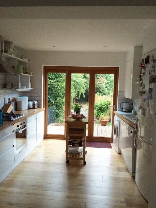 Kitchen, opening onto deck and garden