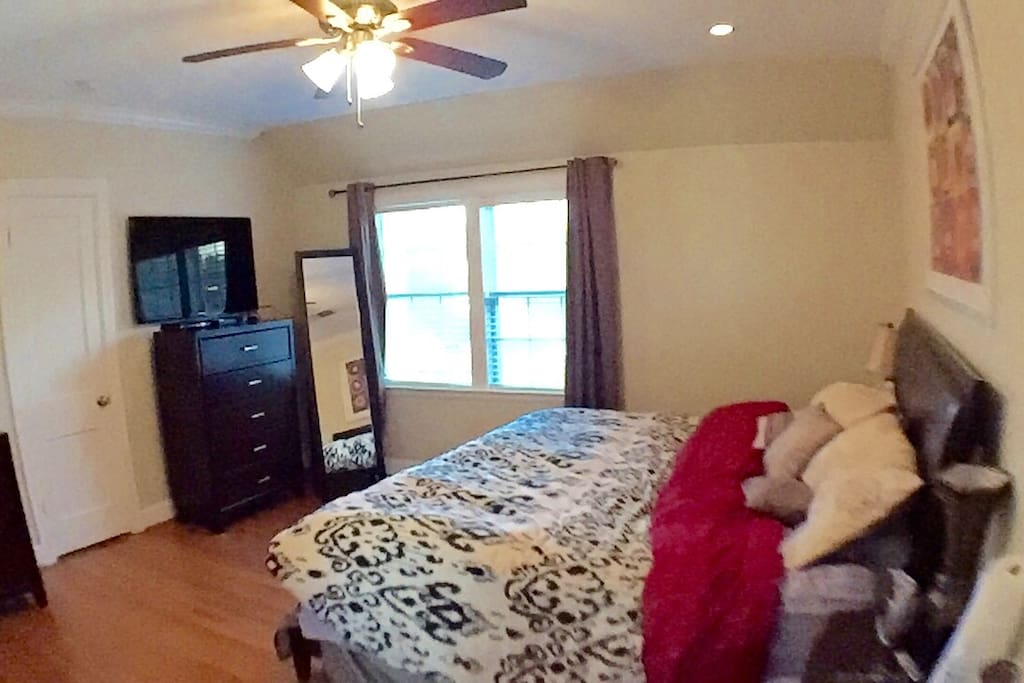 Master bedroom upstairs with 42" LED TV, Apple TV and DVR