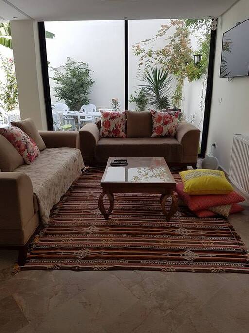 salon - salle à manger avec jardin