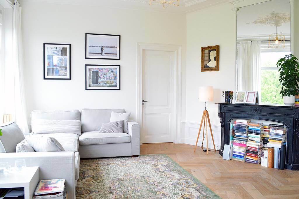 Overview of the rustic living room