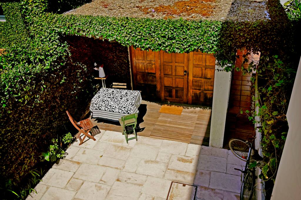 Downstairs outdoor area viewed from above