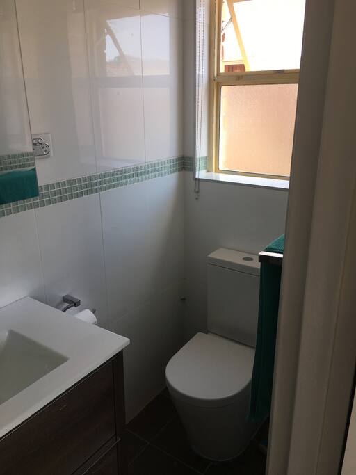 Updated new bathroom with vanity /shaving cabinet , new toilet and shower with upmarket tapware