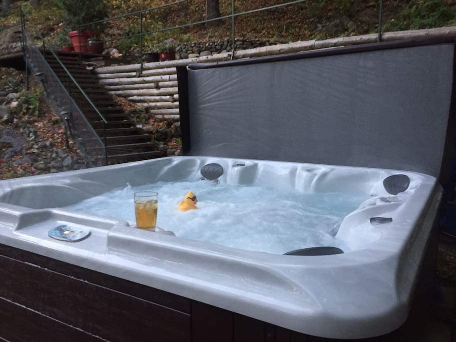 Our brand new 55 jet, 5 person hot tub. Gazebo coming soon!