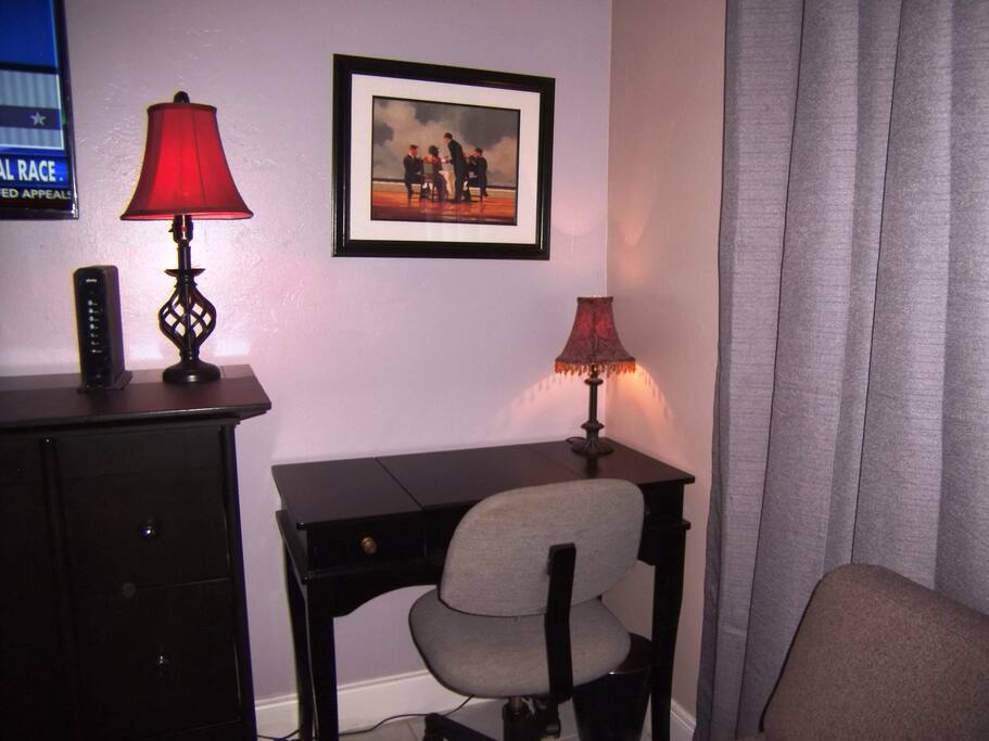 Dresser, desk, Wireless WiFi and 40" Cable TV.