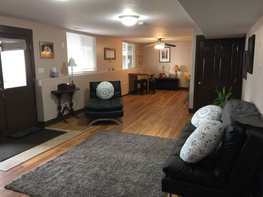 Walk-out basement gets plenty of sunlight and has a separate entrance from the backyard.
