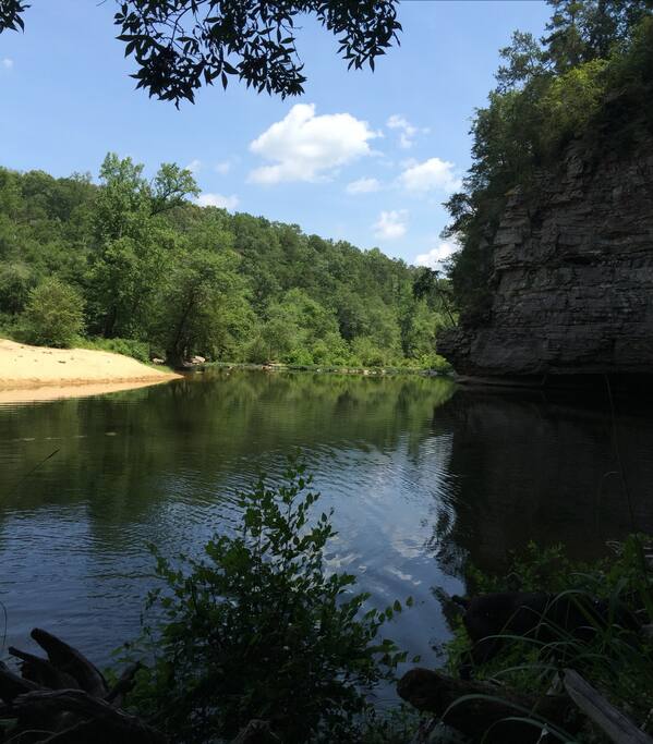 the Bluffhole swimming hole in the river