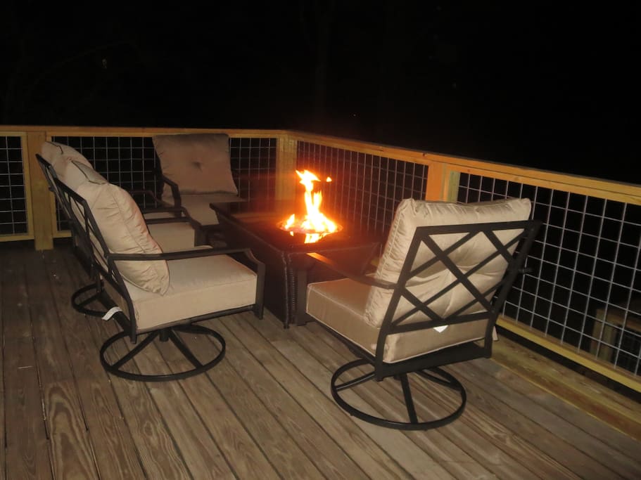 The propane fire pit sure lights up the night!