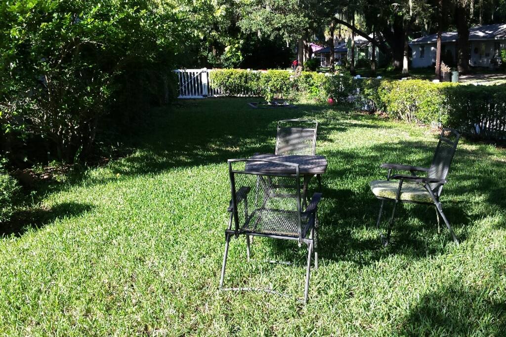 One of the outdoor seating areas