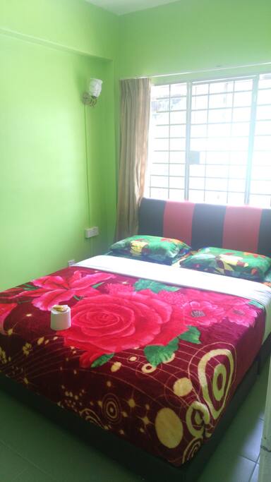 Bedroom 2 ; double bed, bathroom outside