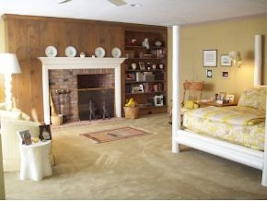Master bedroom with no working fireplace