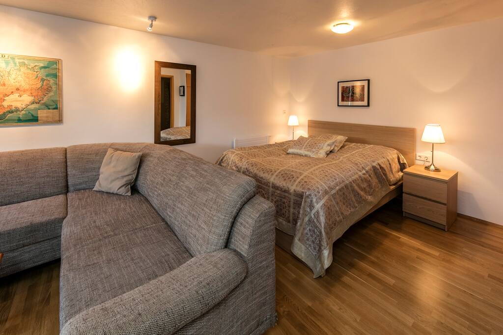 Bed and couch.