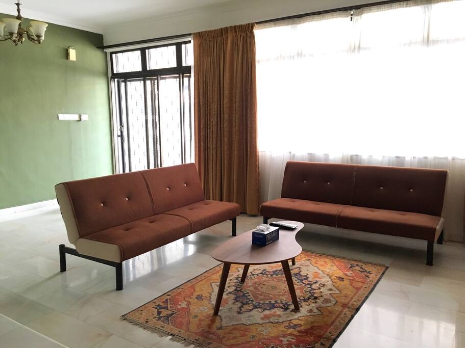 2 big sofa beds provided at the living area