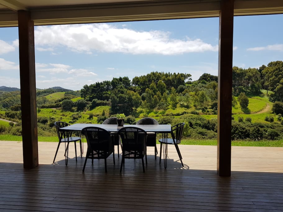 Huge covered deck - enjoy the rolling countryside.