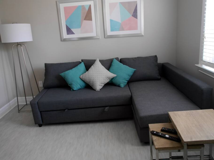 Comfortable, large couch to relax and unwind