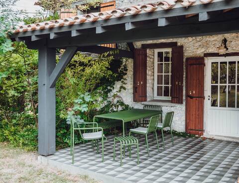 Hilltop barn with pool + designer terrace