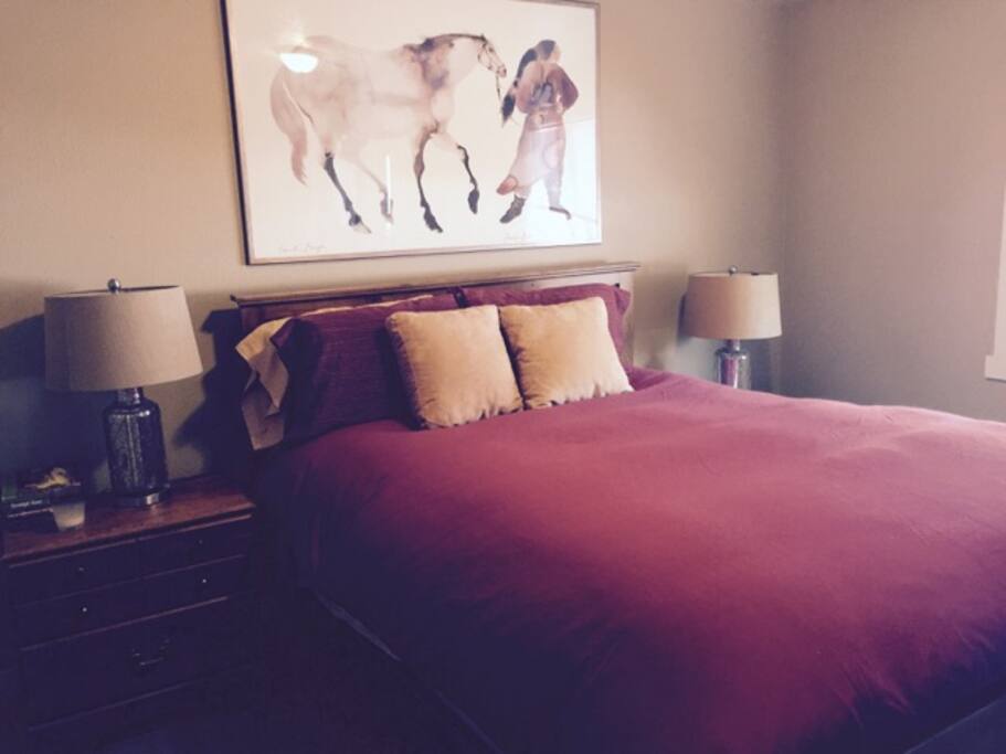 Master bedroom with large bathroom