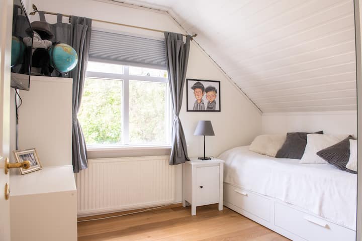 Cama individual con televisor de pantalla plana de 32 pulgadas, PlayStation 4 y batería eléctrica